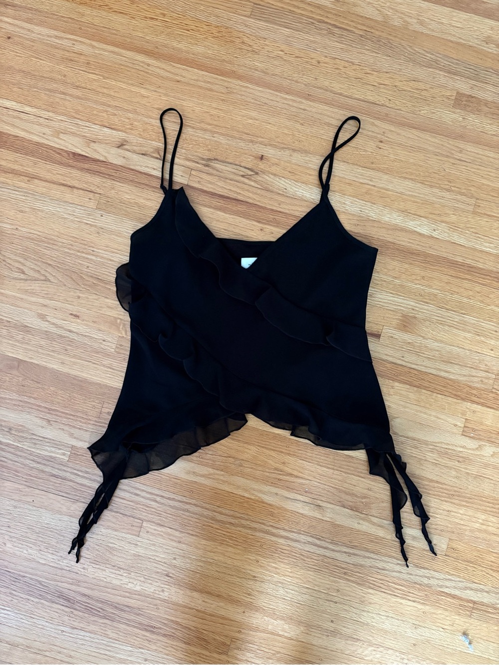 Wilfred Black Ruffle Spaghetti Strap Camisole